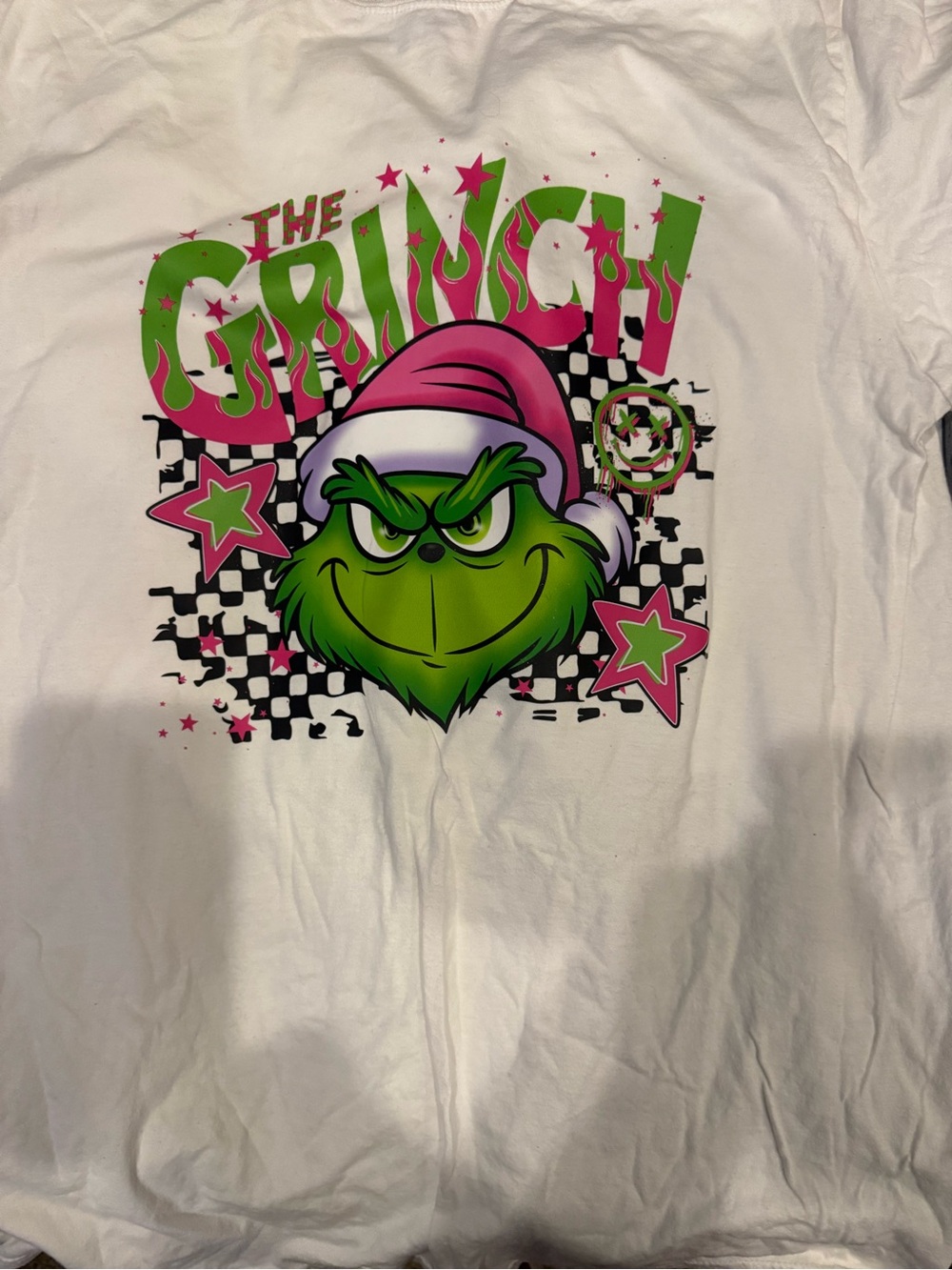 The Grinch Graphic Tee - White with Green & Pink Design